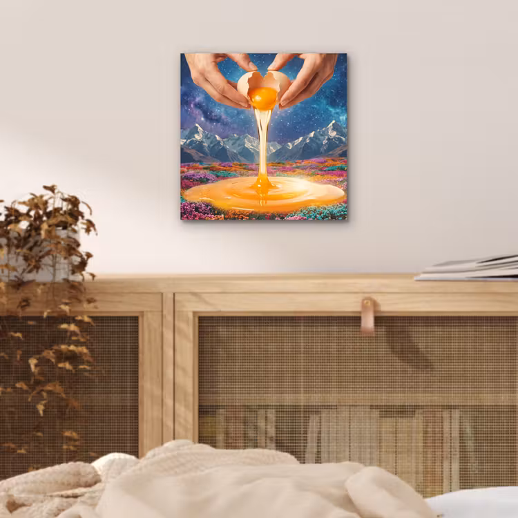 Aluminium schilderij - Handen - Ei - Surrealisme — 4