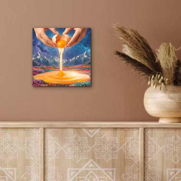 Aluminium schilderij - Handen - Ei - Surrealisme — 5