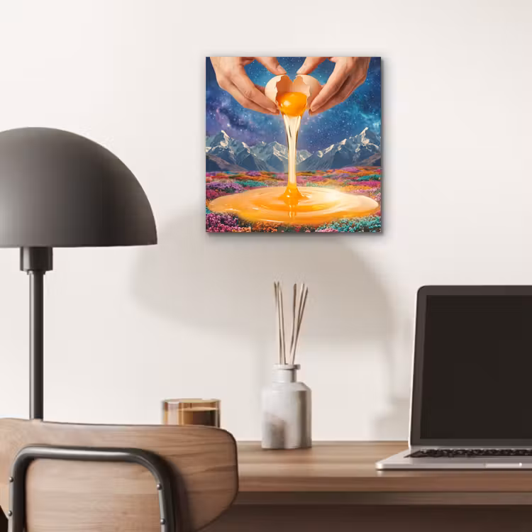 Aluminium schilderij - Handen - Ei - Surrealisme — 6