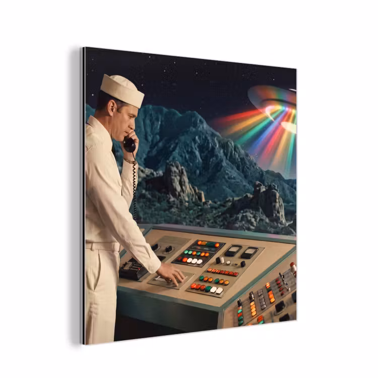 Aluminium schilderij - Man - Controlekamer - Strand — 1