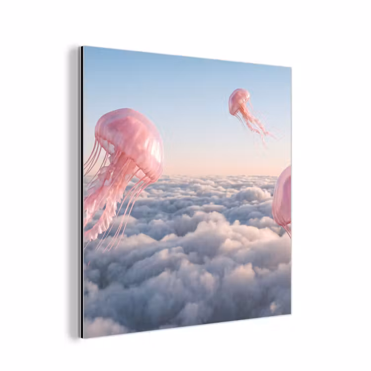 Aluminium schilderij - Roze dier - Wolken — 1