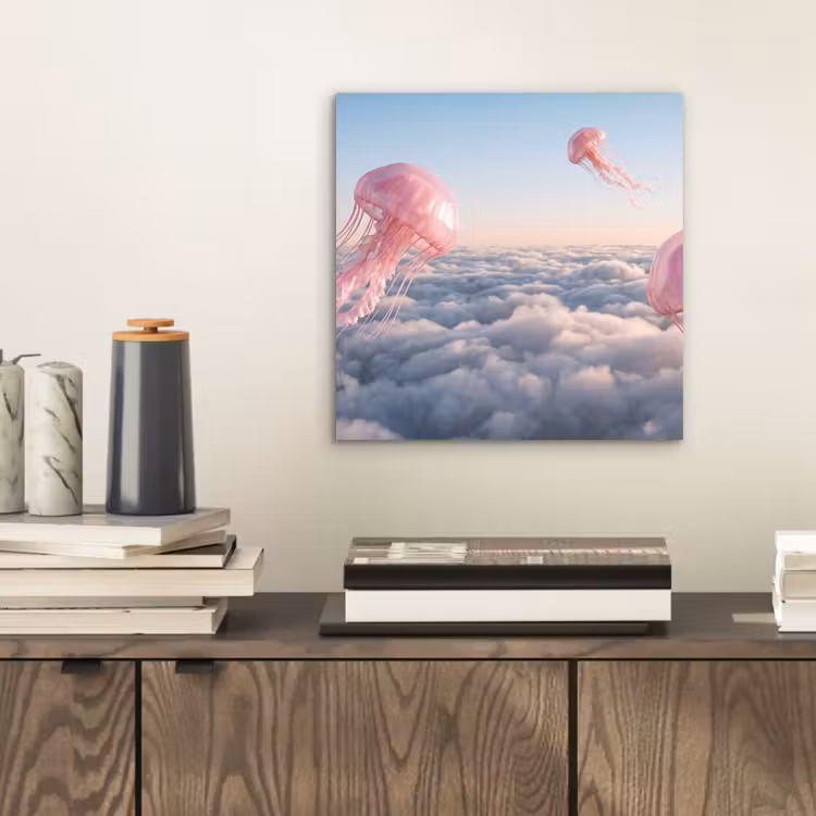 Aluminium schilderij - Roze dier - Wolken — 2