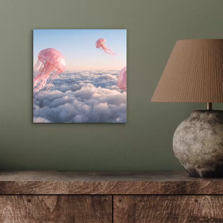 Aluminium schilderij - Roze dier - Wolken — 3