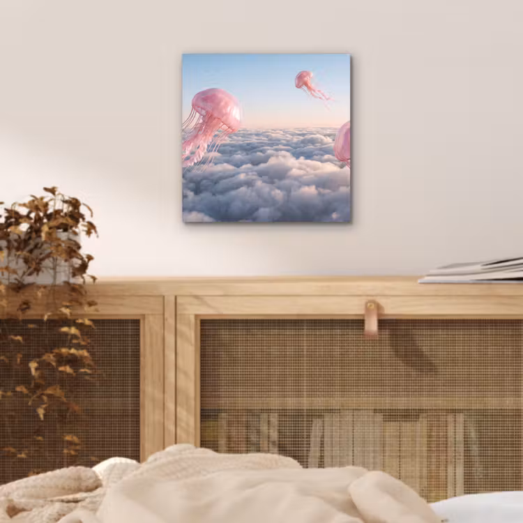 Aluminium schilderij - Roze dier - Wolken — 4