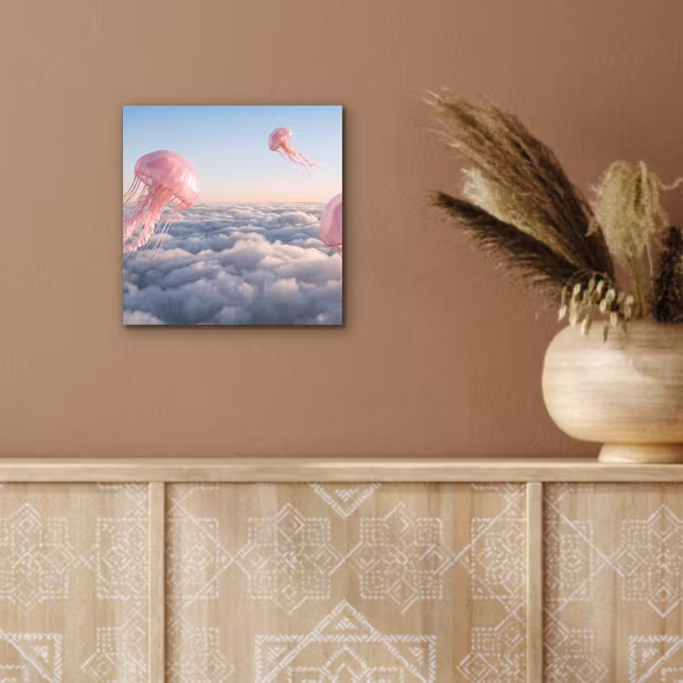 Aluminium schilderij - Roze dier - Wolken — 5