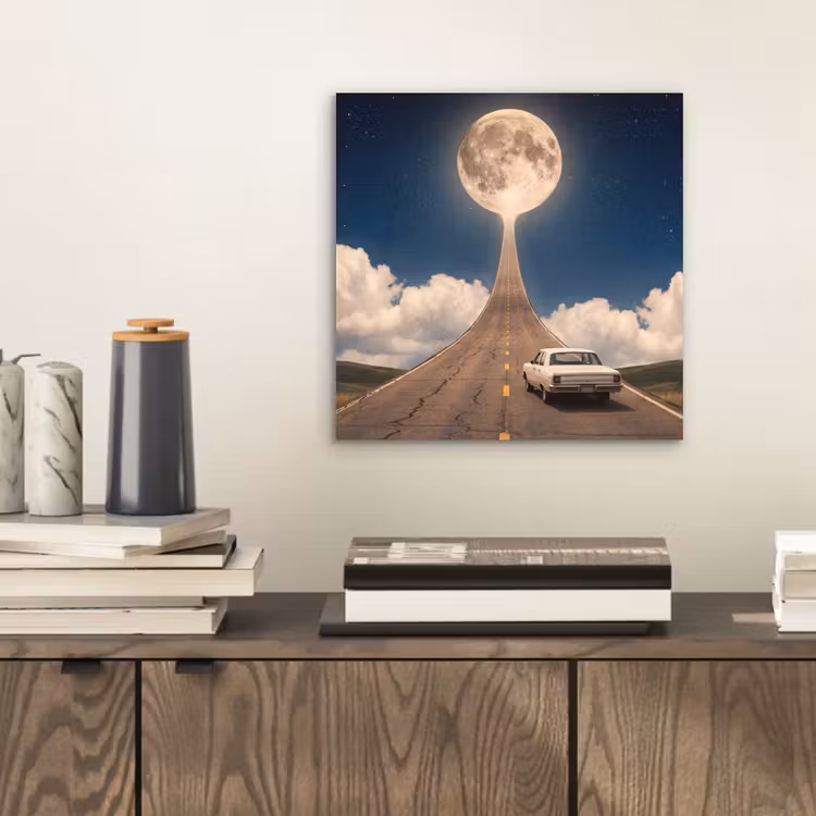 Aluminium schilderij - Weg - Maan - Nacht — 2