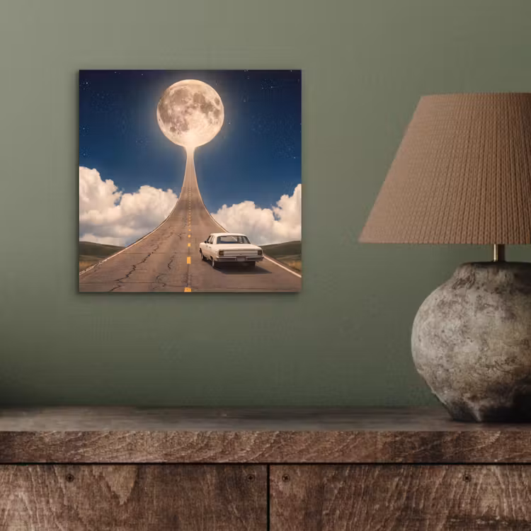 Aluminium schilderij - Weg - Maan - Nacht — 3