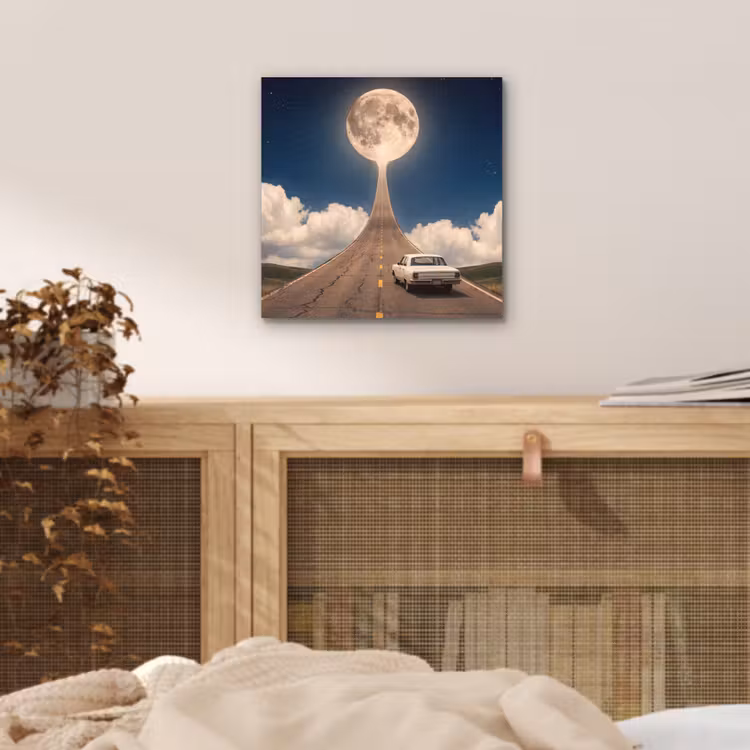 Aluminium schilderij - Weg - Maan - Nacht — 4