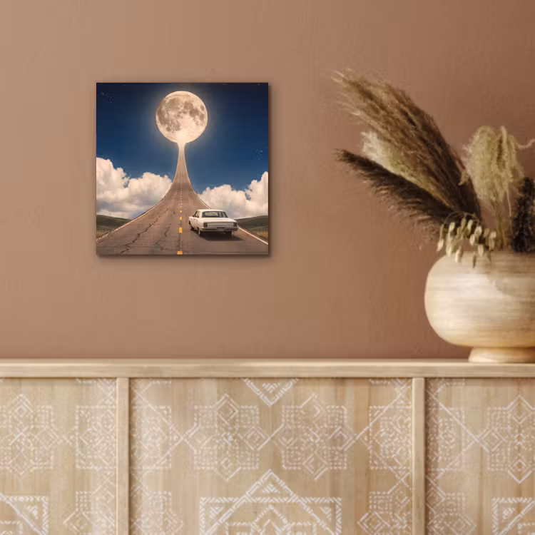 Aluminium schilderij - Weg - Maan - Nacht — 5