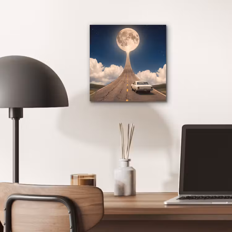 Aluminium schilderij - Weg - Maan - Nacht — 6