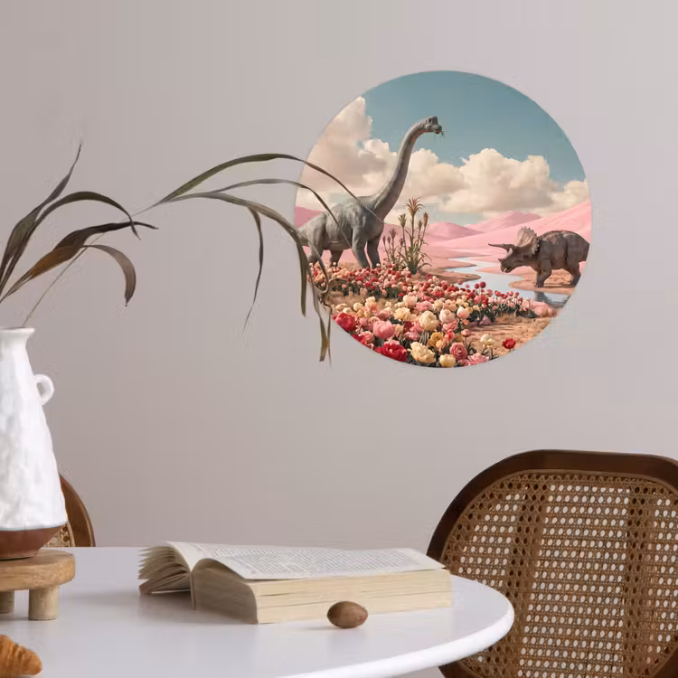 Behangcirkel - Dinosaurus - Roze - Landschap — 4