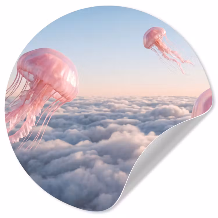 Behangcirkel - Roze dier - Wolken — 1