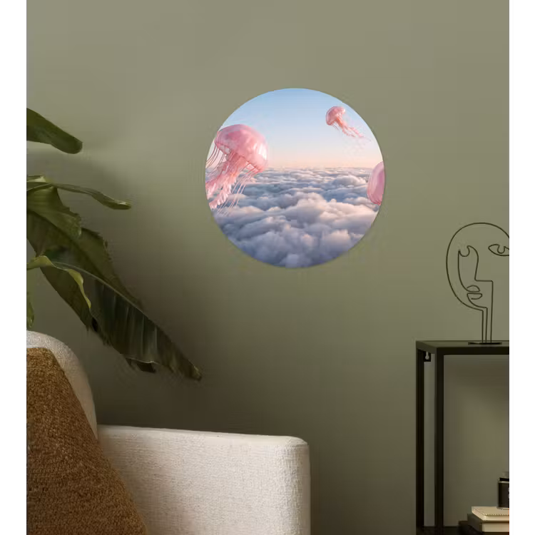 Behangcirkel - Roze dier - Wolken — 3