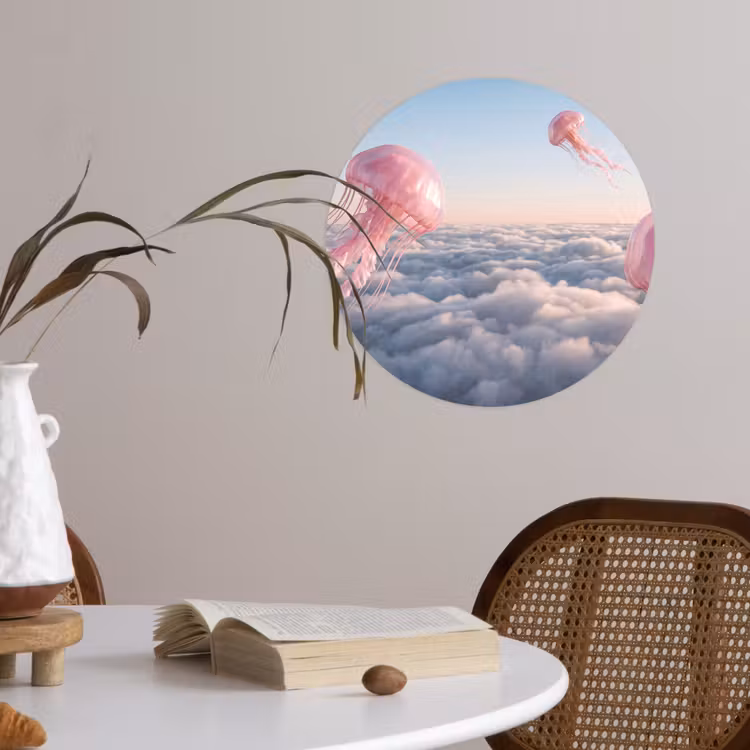 Behangcirkel - Roze dier - Wolken — 4
