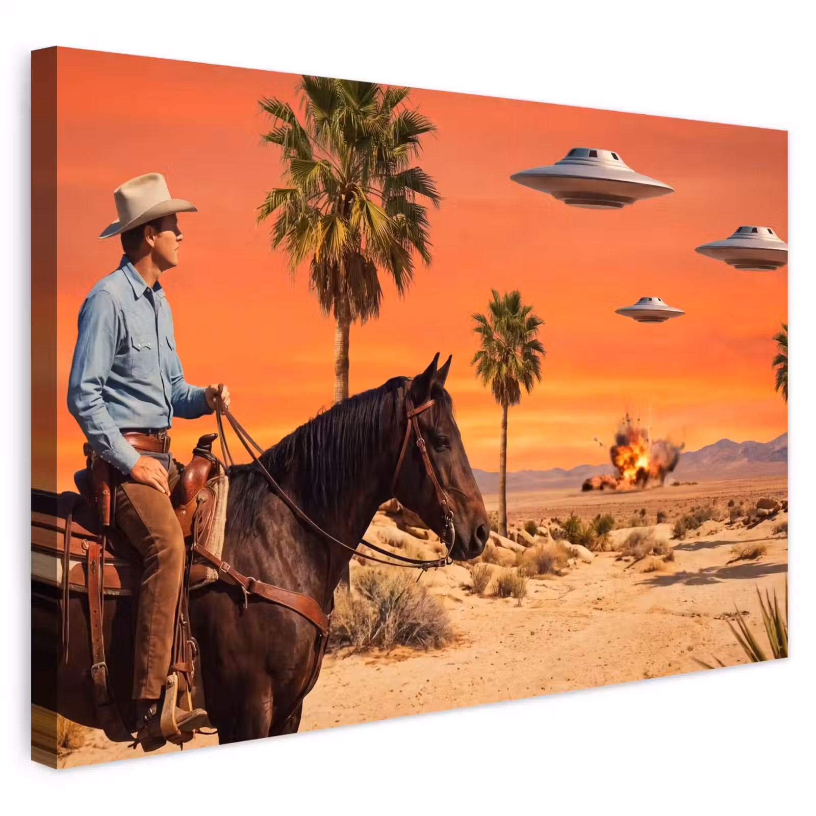 Buiten canvas - Cowboy - Paard - Woestijn — 1