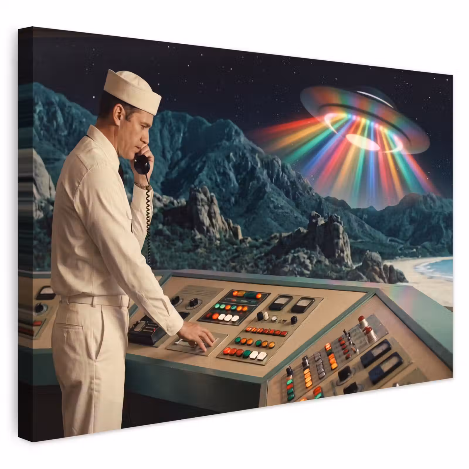 Buiten canvas - Man - Controlekamer - Strand — 1
