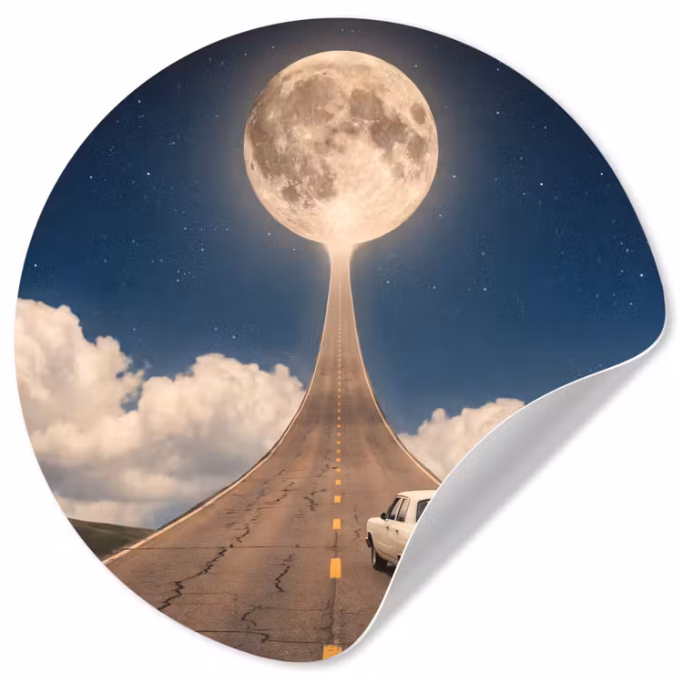 Behangcirkel - Weg - Maan - Nacht — 1