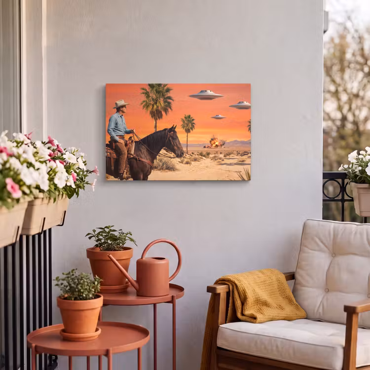 Buiten canvas - Cowboy - Paard - Woestijn — 3