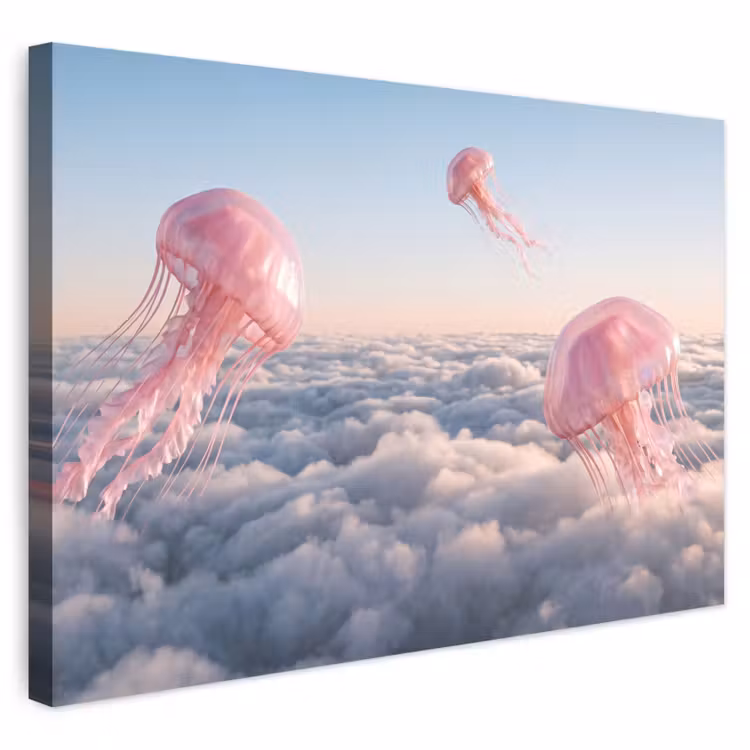Buiten canvas - Roze dier - Wolken — 1