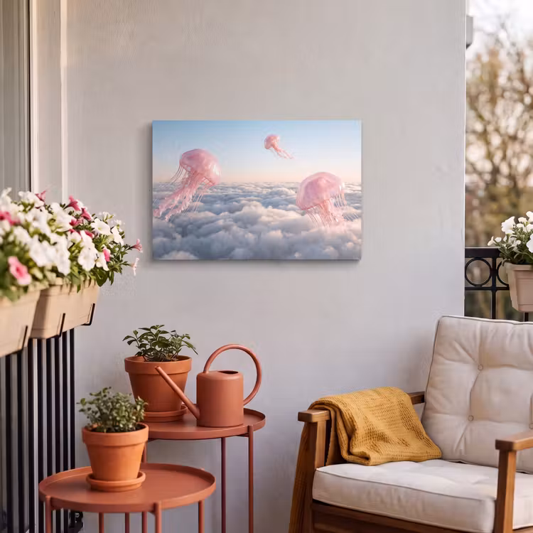 Buiten canvas - Roze dier - Wolken — 3