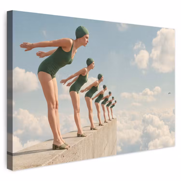 Buiten canvas - Vrouwen - Duikhouding - Wolken — 1