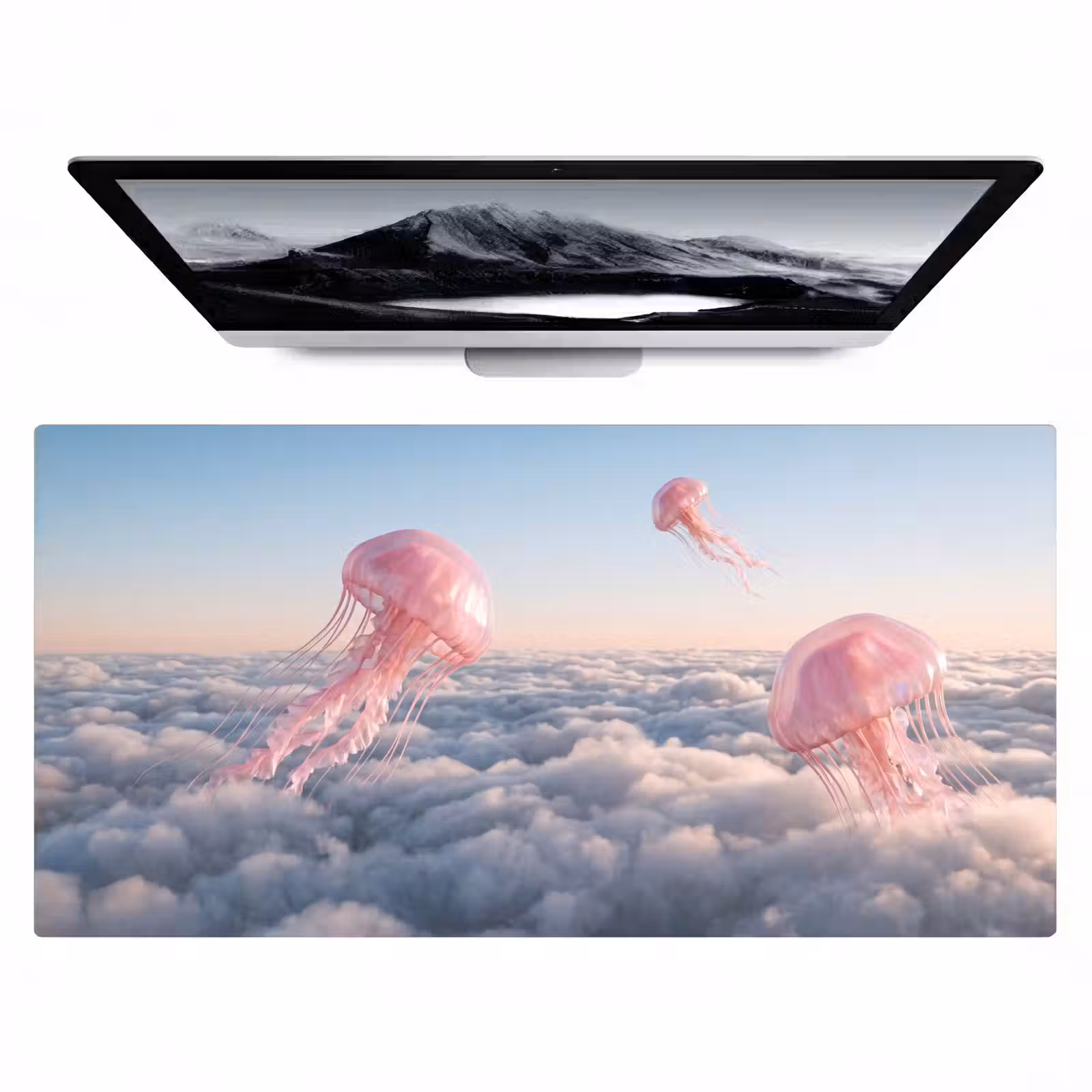 Bureau onderlegger - Roze dier - Wolken — 1