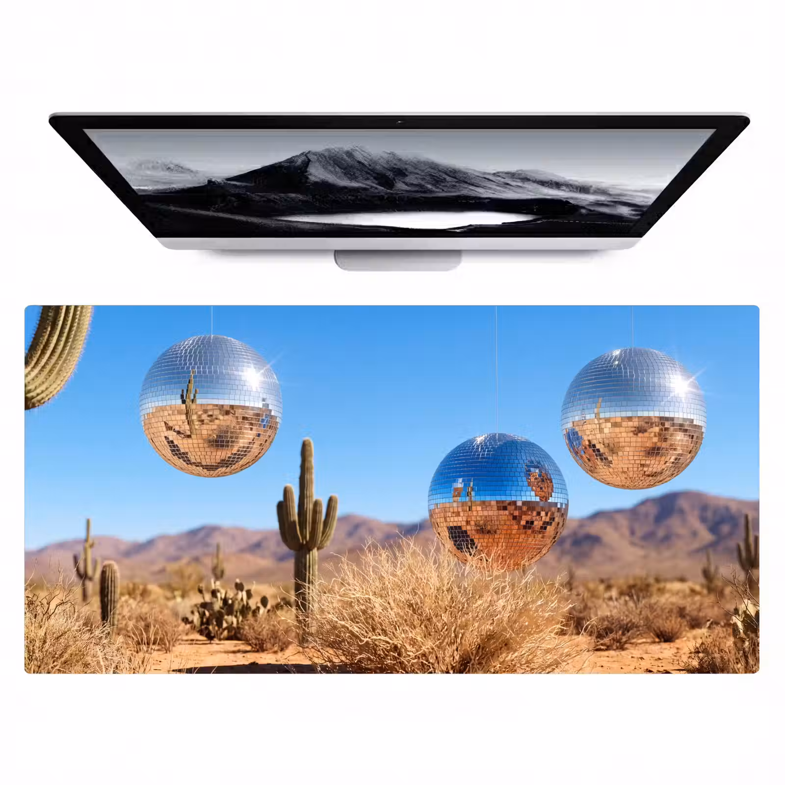 Bureau onderlegger - Woestijn - Spiegelbal - Kunst — 1