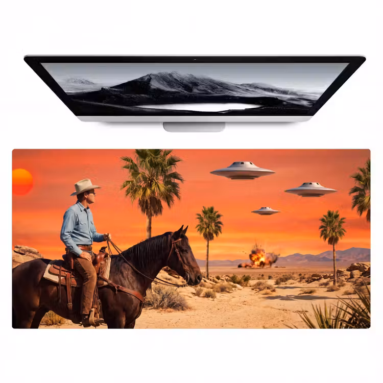 Bureau onderlegger - Cowboy - Paard - Woestijn — 1