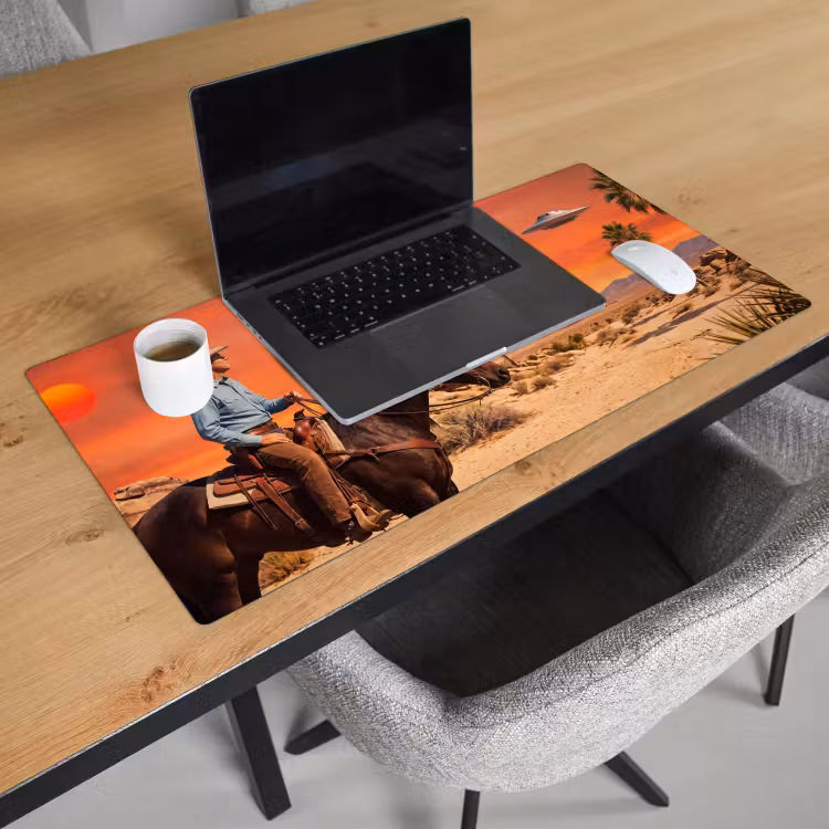 Bureau onderlegger - Cowboy - Paard - Woestijn — 3