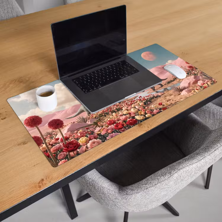 Bureau onderlegger - Dinosaurus - Roze - Landschap — 3