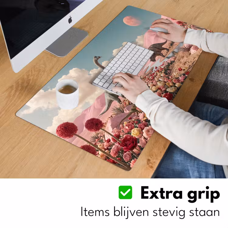 Bureau onderlegger - Dinosaurus - Roze - Landschap — 6
