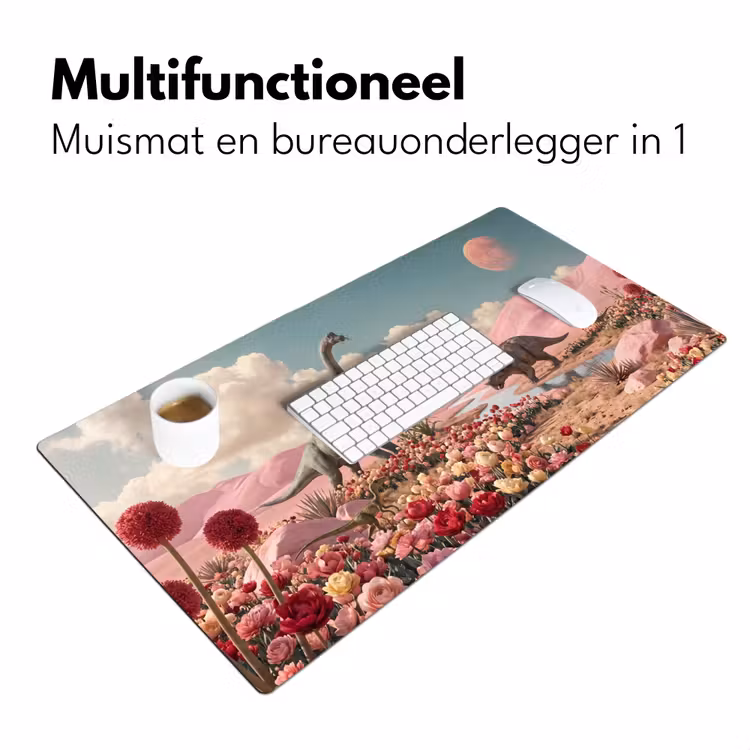 Bureau onderlegger - Dinosaurus - Roze - Landschap — 7