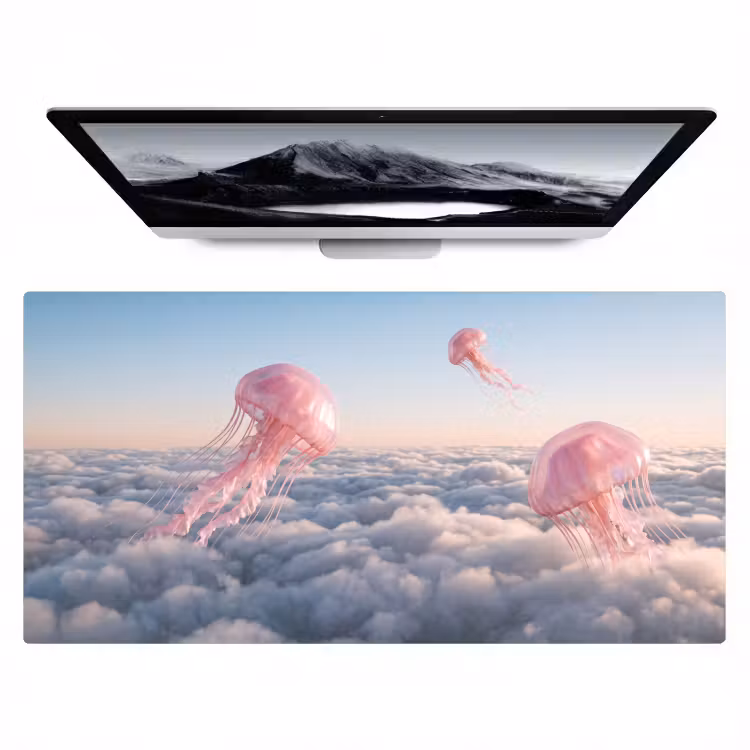 Bureau onderlegger - Roze dier - Wolken — 1