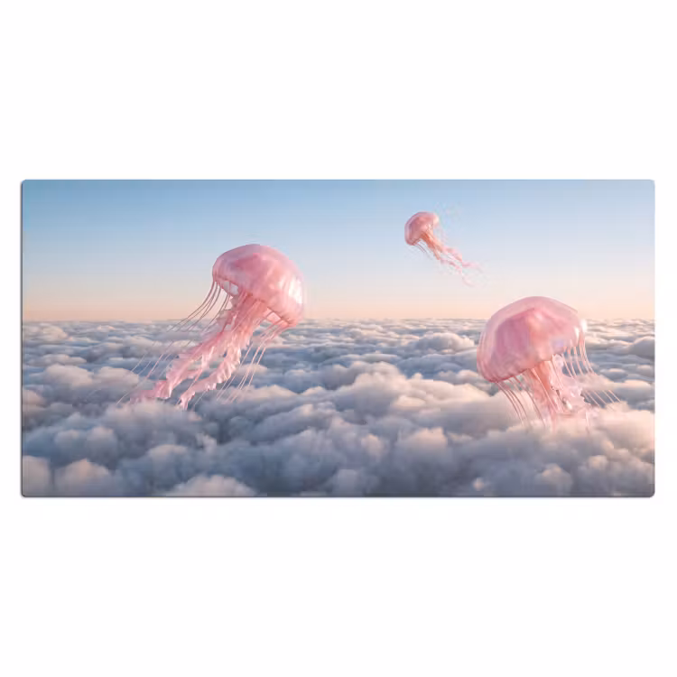 Bureau onderlegger - Roze dier - Wolken — 2