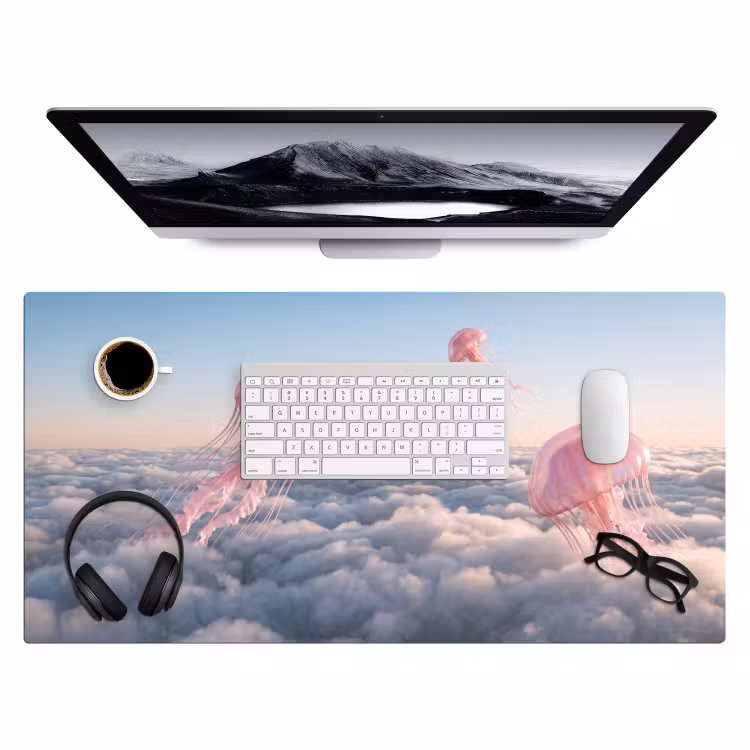 Bureau onderlegger - Roze dier - Wolken — 4
