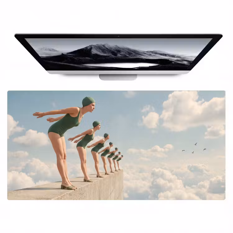 Bureau onderlegger - Vrouwen - Duikhouding - Wolken — 1