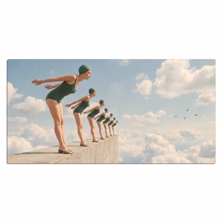 Bureau onderlegger - Vrouwen - Duikhouding - Wolken — 2