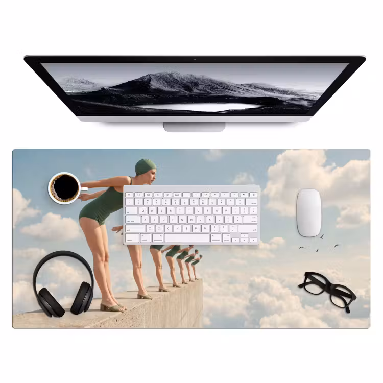 Bureau onderlegger - Vrouwen - Duikhouding - Wolken — 4