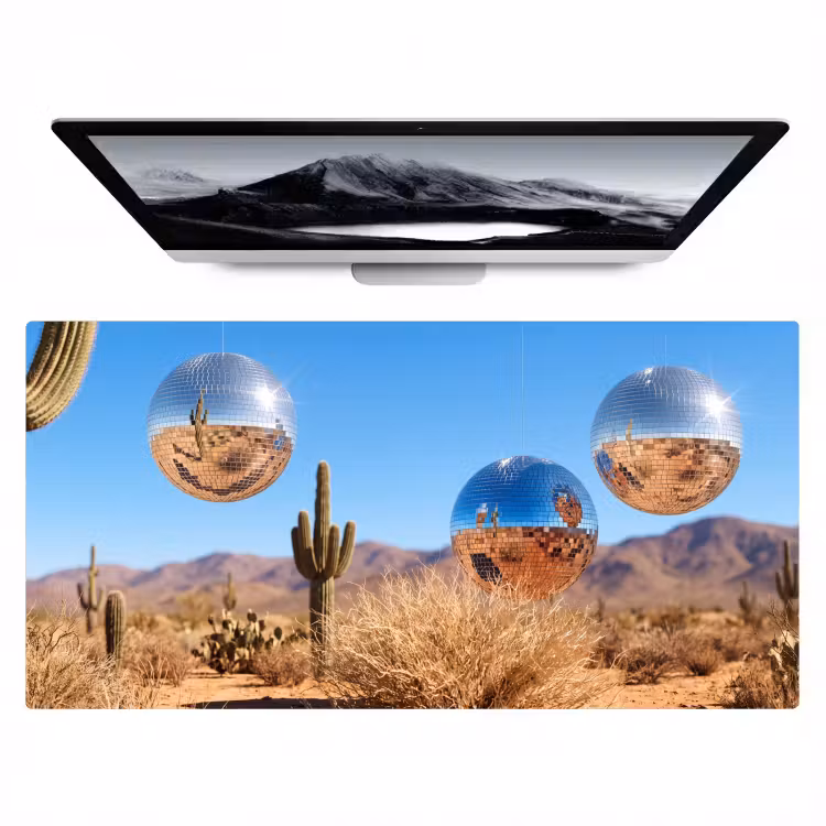 Bureau onderlegger - Woestijn - Spiegelbal - Kunst — 1