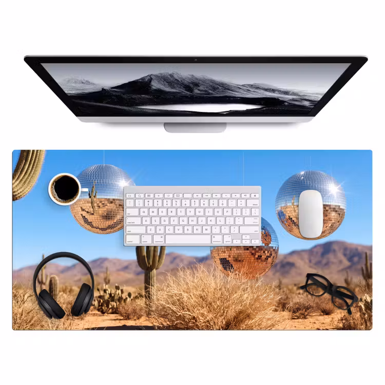Bureau onderlegger - Woestijn - Spiegelbal - Kunst — 4