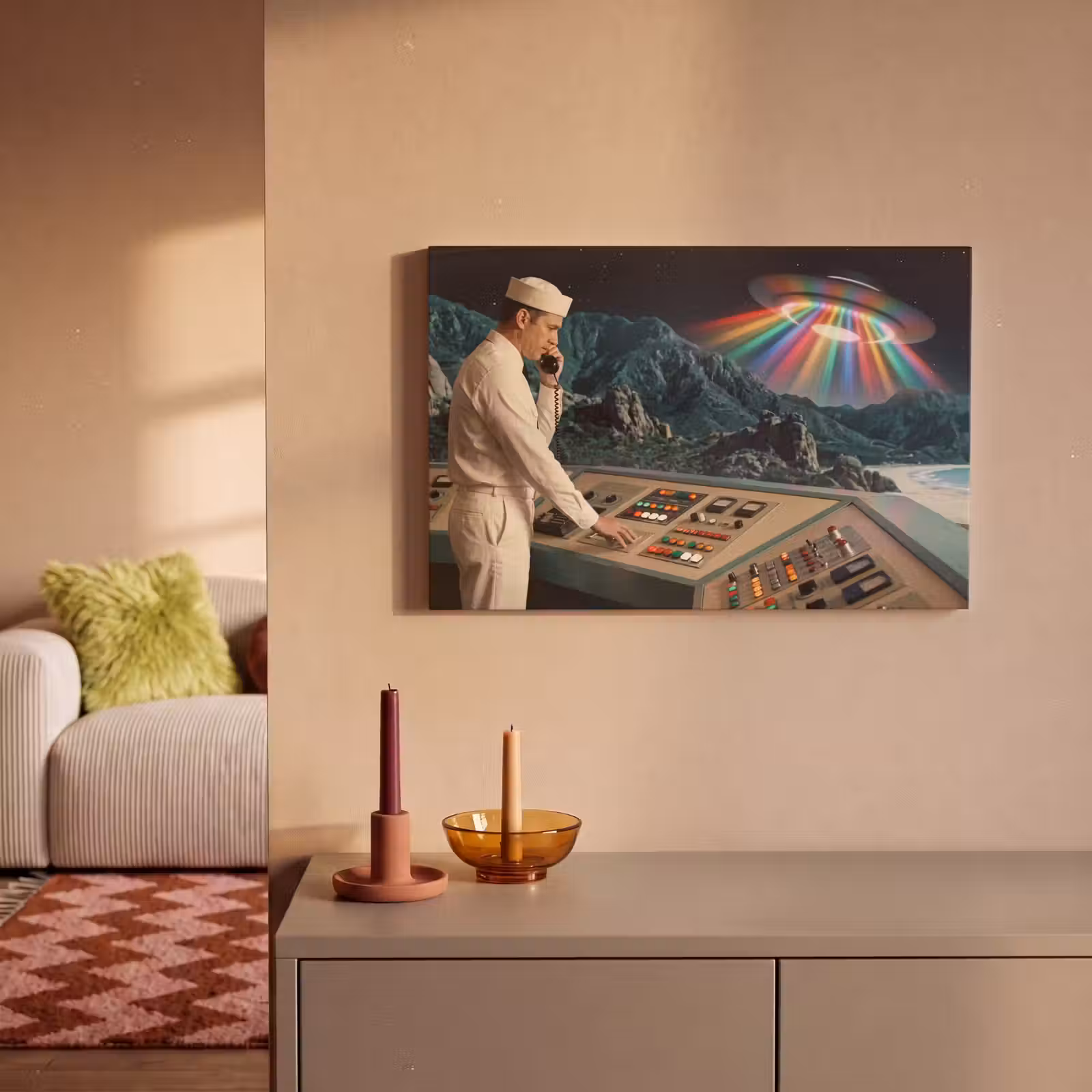 Canvas schilderij - Man - Controlekamer - Strand — 1