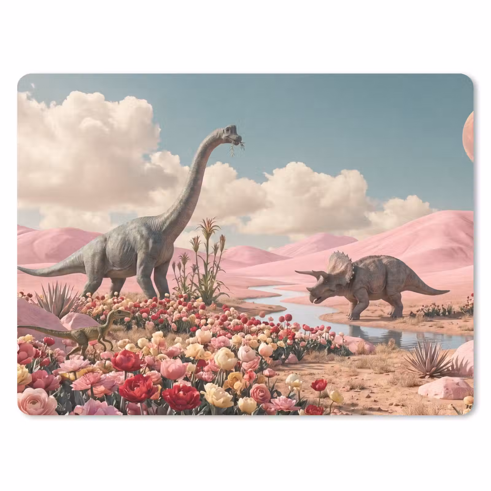 Muismat - Dinosaurus - Roze - Landschap — 1