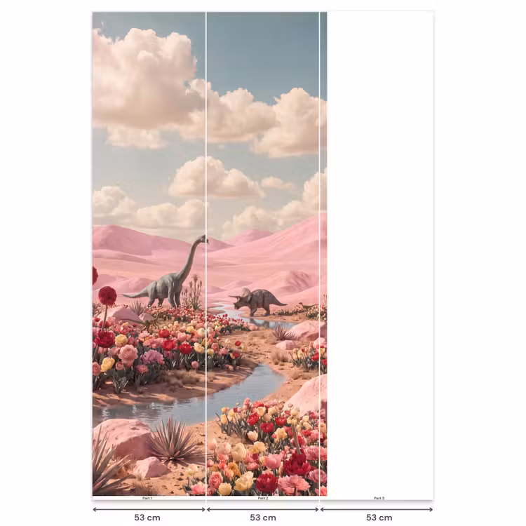 Behang - Dinosaurus - Roze - Landschap — 6