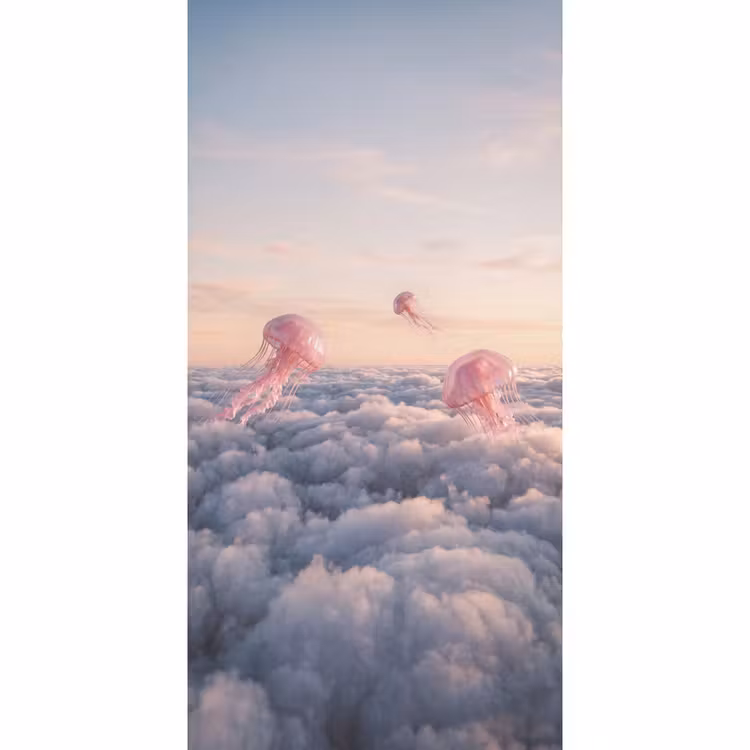 Behang - Roze dier - Wolken — 2