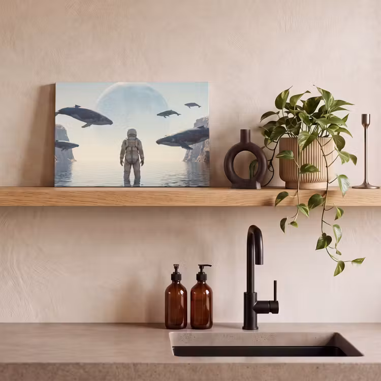 Canvas schilderij - Ruimtevaarder - Walvis - Fantasie — 3