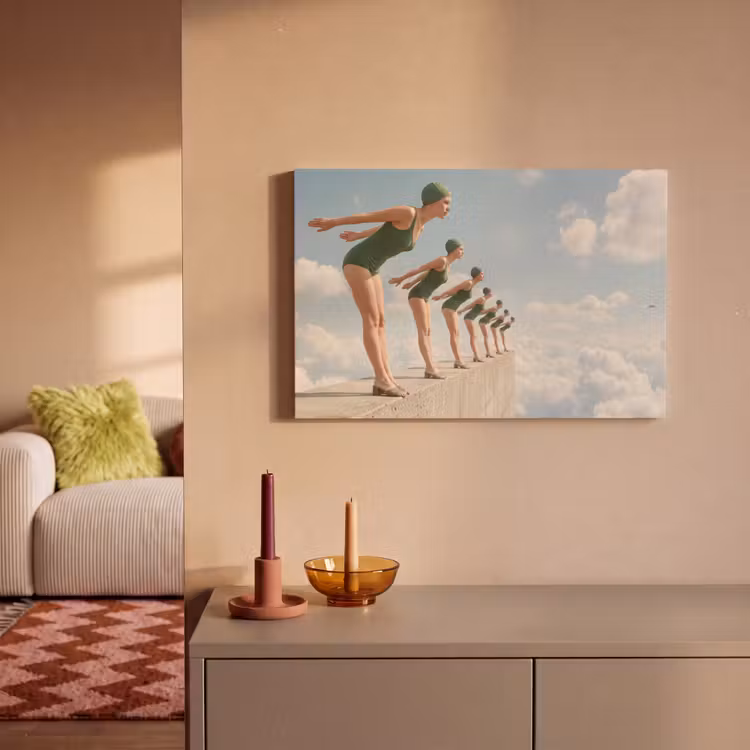 Canvas schilderij - Vrouwen - Duikhouding - Wolken — 1