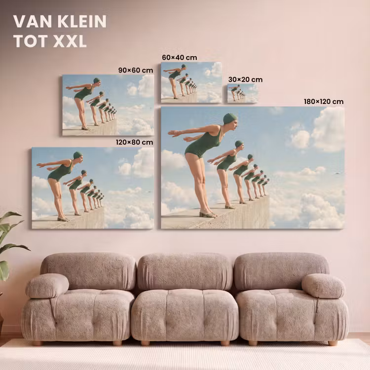 Canvas schilderij - Vrouwen - Duikhouding - Wolken — 7