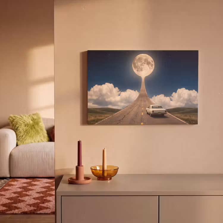 Canvas schilderij - Weg - Maan - Nacht — 1
