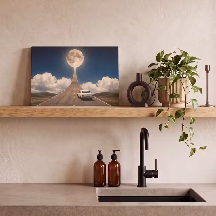 Canvas schilderij - Weg - Maan - Nacht — 3