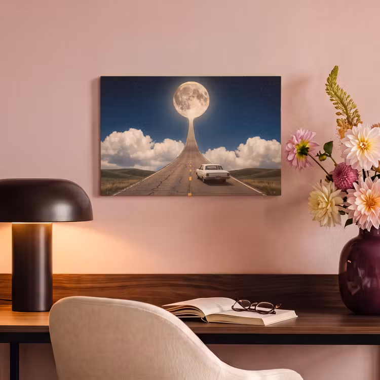 Canvas schilderij - Weg - Maan - Nacht — 5
